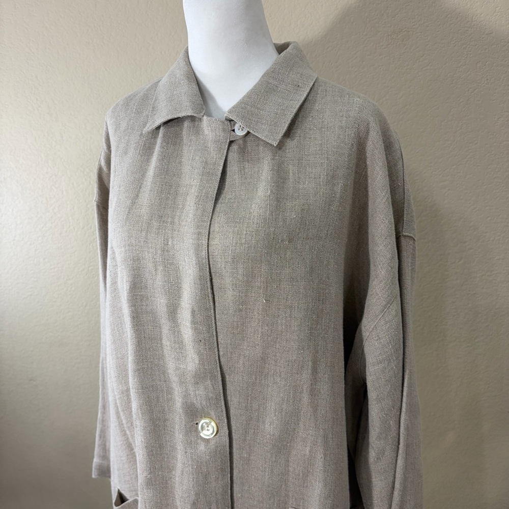 MenaCinque Button Up Blazer 100%Linen Made In Italy O/S Quiet Luxury Minimalist - Picture 2 of 14